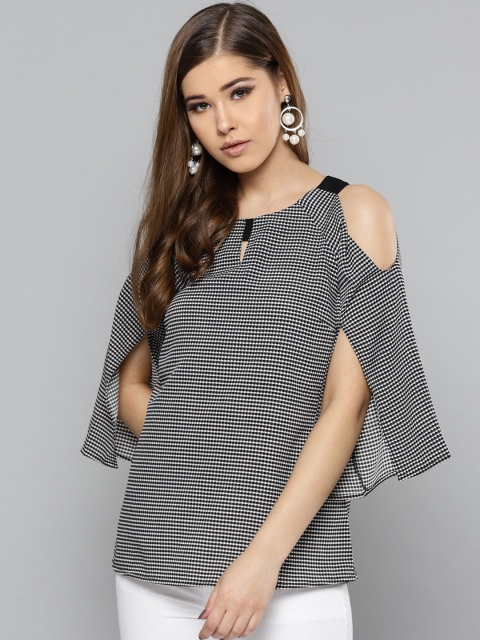 

RARE Women Black & White Checked Top