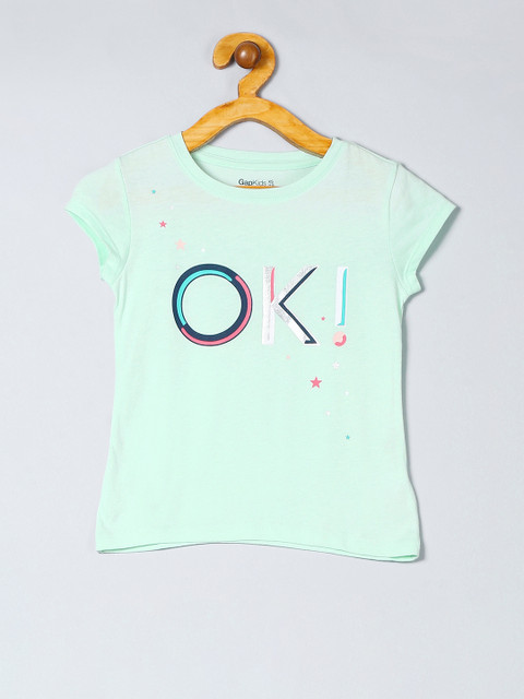 

GAP Girls Green Printed Round Neck T-shirt