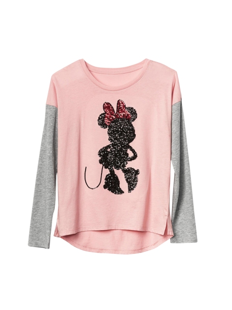 

GAP Girls Pink Self Design Round Neck T-shirt