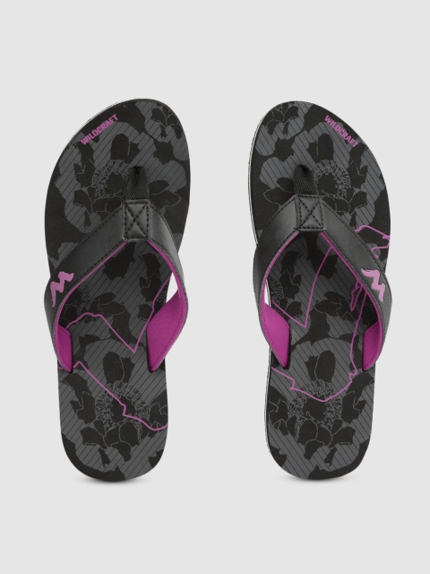 

Wildcraft Women Black & Grey Bloom Printed Thong Flip-Flops