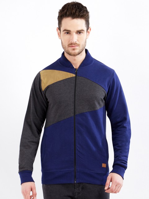 

Maniac Men Navy Blue Colourblocked Windcheater and Water Resistant Bomber