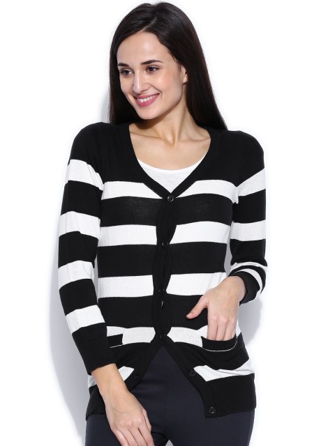 

Flying Machine Black & White Striped Cardigan