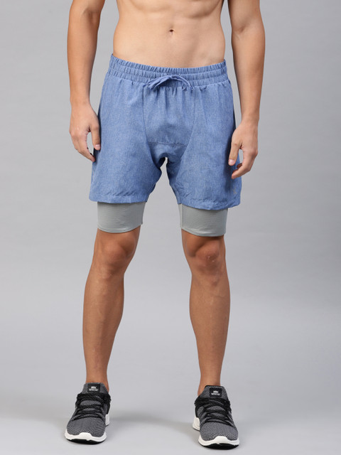

HRX by Hrithik Roshan Men Blue Solid Regular Fit Sports Shorts