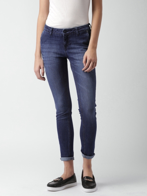 

Mast & Harbour Women Blue Skinny Fit Low Distress Stretchable Jeans