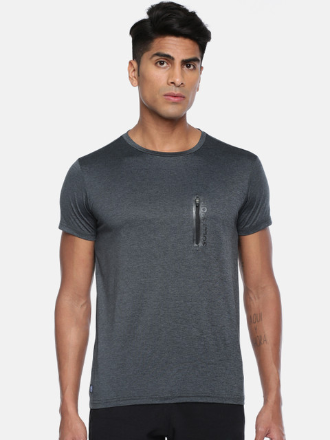 

Allen Solly Sport Men Charcoal Grey Solid Round Neck T-shirt