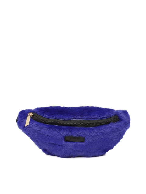 

FOREVER 21 Blue Waist Pouch with Faux Fur