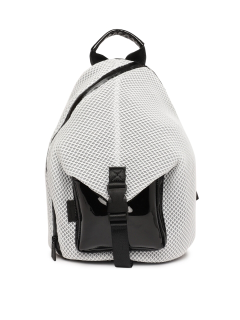 

FOREVER 21 Women White & Black Solid Backpack