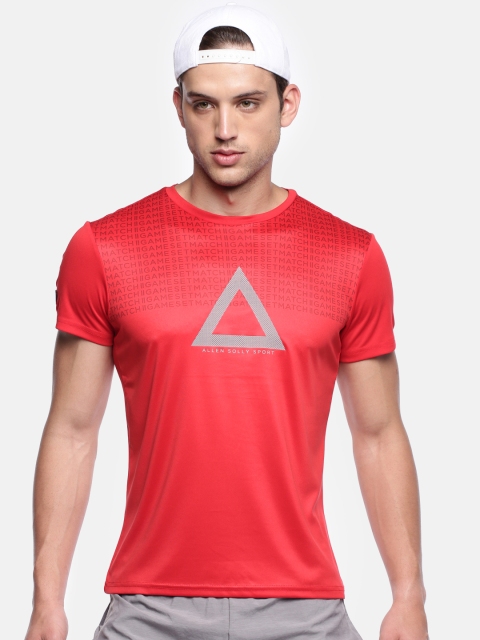 

Allen Solly Sport Men Red Printed Round Neck Athleisure T-shirt