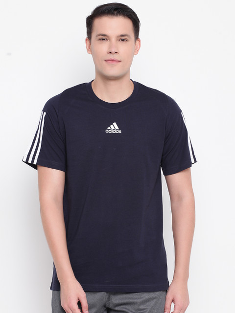 

ADIDAS Men Navy Blue Must Have 3-Stripes Solid T-shirt