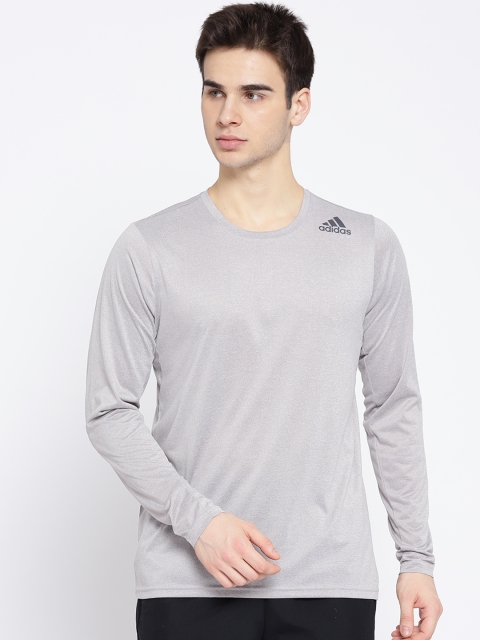 

ADIDAS Men Grey Melange FREEL Prime Solid T-shirt