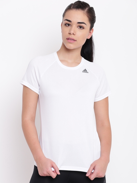 

ADIDAS Women White D2M Lose Solid Round Neck T-shirt