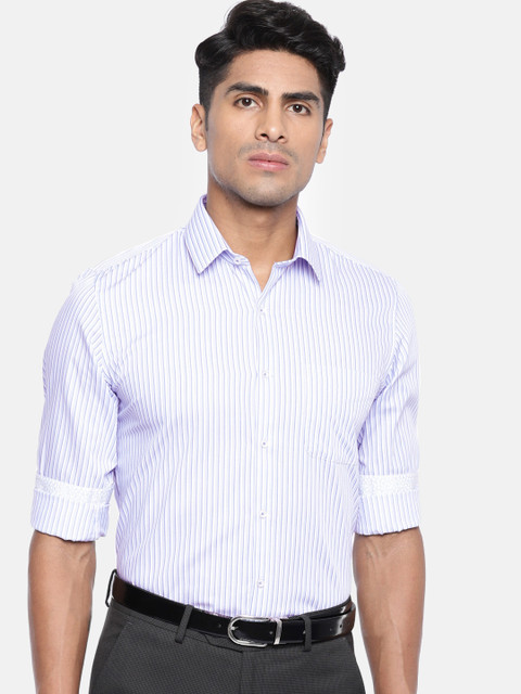 

Peter England Men Blue & White Slim Fit Striped Formal Shirt