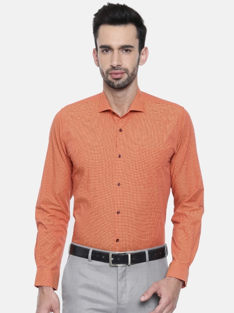

Peter England Men Orange Slim Fit Checked Formal Shirt