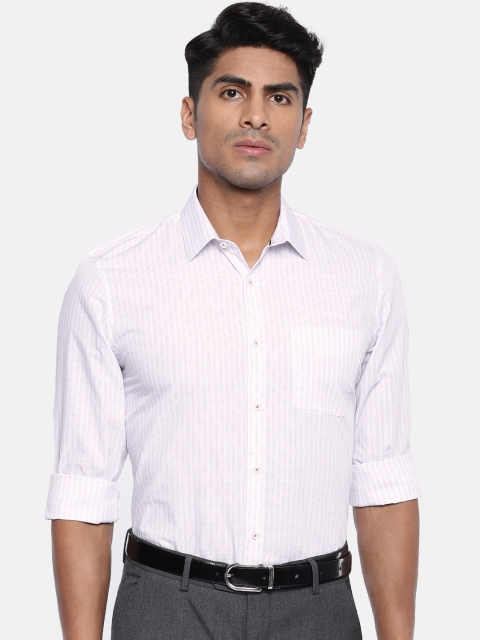 

Peter England Men White & Blue Slim Fit Striped Formal Shirt