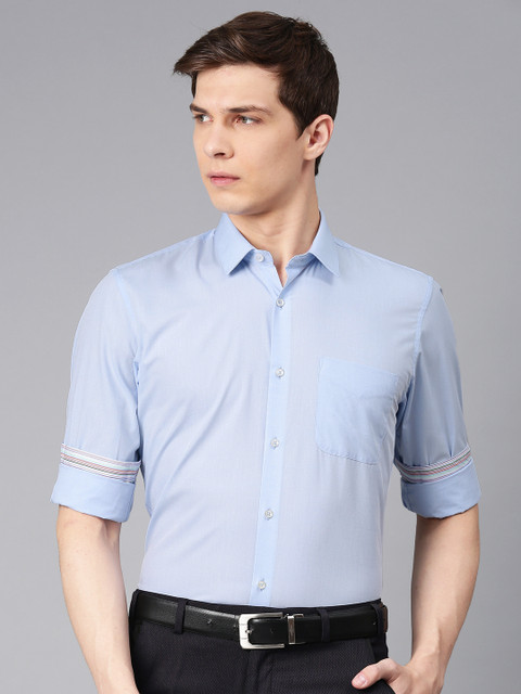 

Peter England Men Blue Slim Fit Self-Design Formal Shirt