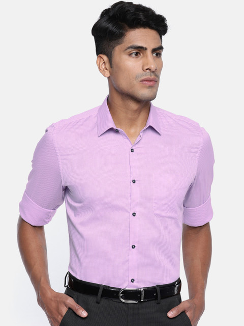 

Peter England Men Pink & Purple Slim Fit Checked Formal Shirt