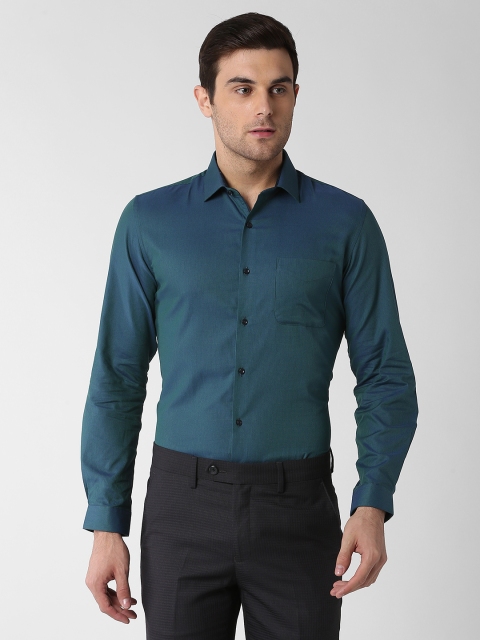 

Peter England Men Green Slim Fit Self Design Formal Shirt