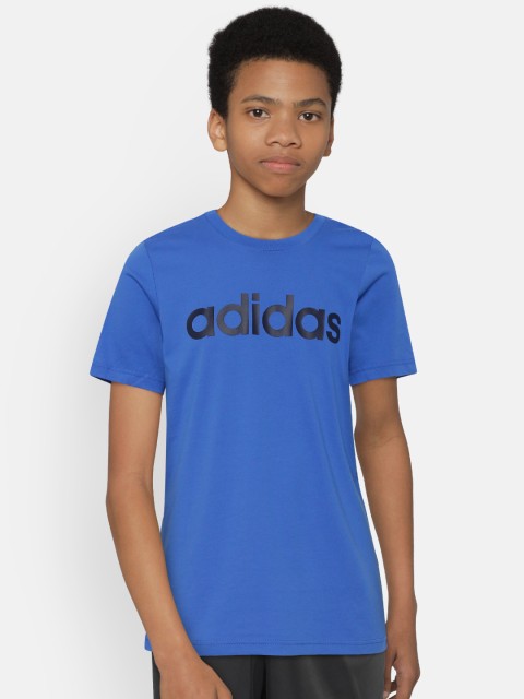 

ADIDAS Boys Blue Solid YB E LIN Round Neck T-shirt