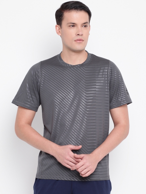 

ADIDAS Men Charcoal Grey Freelift Embossed Printed Training T-shirt