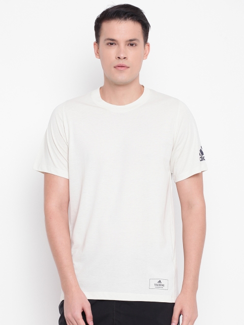 

ADIDAS Men Off-White Freelift Slogan Training T-shirt with Printed Back