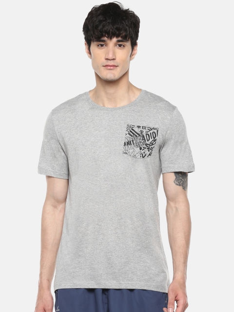 

ADIDAS Men Grey Melange Solid Must Haves Pocket T-shirt
