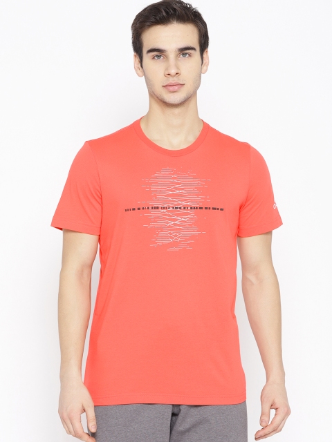 

ADIDAS Men Coral Orange Printed Matchcode Tennis T-Shirt