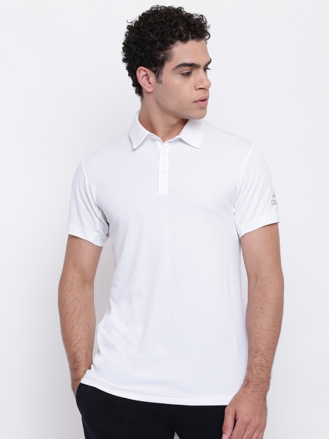 

ADIDAS Men White Self-Design Climachill Tennis Polo Collar T-shirt