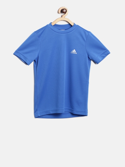 

ADIDAS Boys Blue YB POL TEE HT Solid Round Neck T-shirt