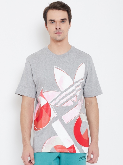 

ADIDAS Originals Men Grey Melange Printed Bold Graphics T-shirt