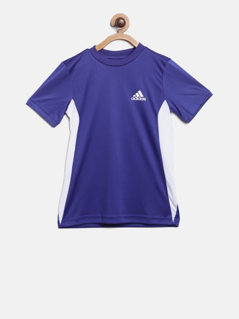 

ADIDAS Boys Blue YB E CS Solid Round Neck T-shirt