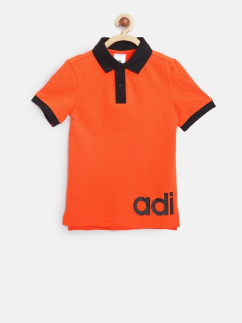 

ADIDAS Boys Orange Solid E ESS LIN Polo Collar T-shirt