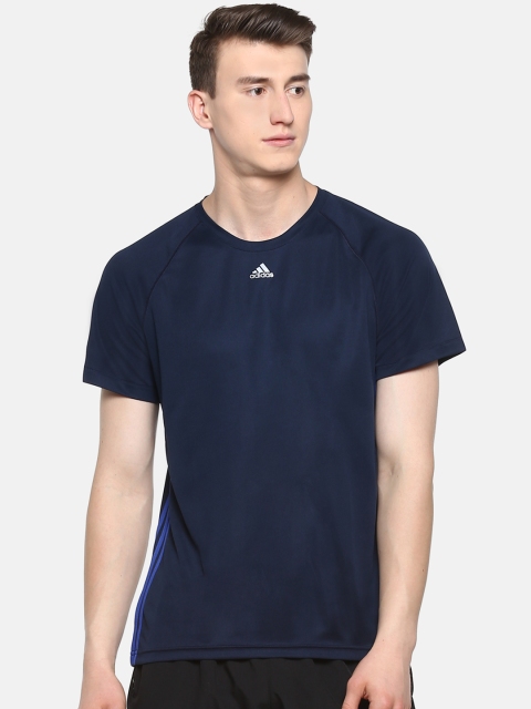 

ADIDAS Men Navy Blue Base 3S Solid Round Neck Training T-shirt