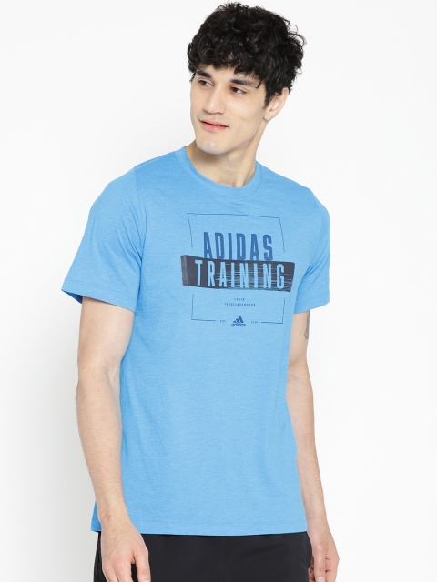 

ADIDAS Men Blue Bagde Printed Round Neck Training T-shirt