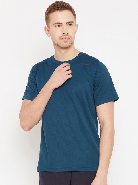 

ADIDAS Men Teal Blue Solid FL_SPR Z FT 3 Stripe Training T-shirt