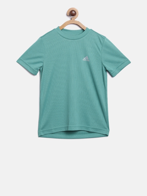 

ADIDAS Boys Sea Green Solid YB POL HT Round Neck T-shirt