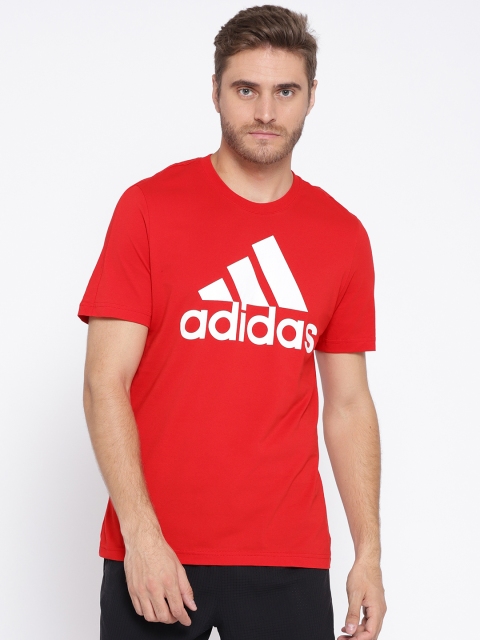 

ADIDAS Men Red ESS Linear Printed Round Neck Training T-shirt