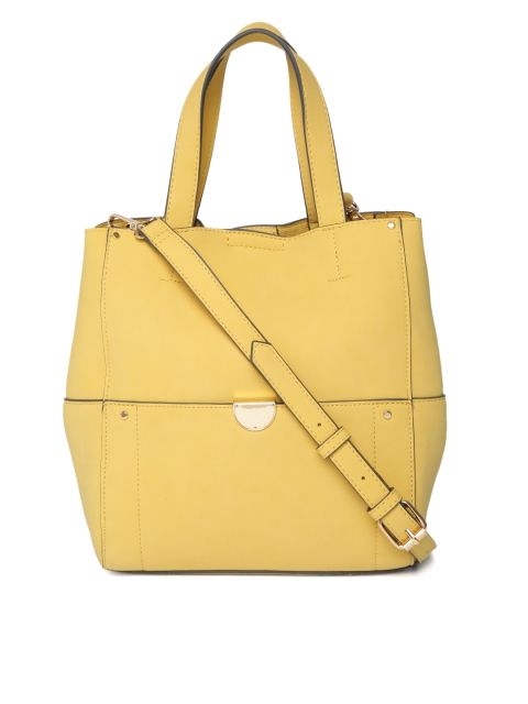 

Accessorize Yellow Solid Handheld Bag with Detachable Sling Strap