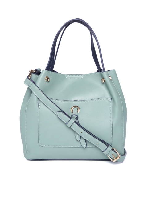 

Accessorize Green Solid Handheld Bag with Detachable Sling Strap