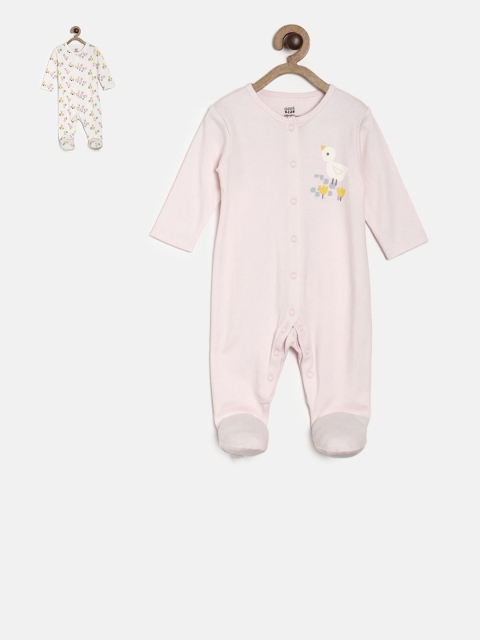 

MINI KLUB Girls Pack of 2 Printed Sleepsuits, Pink