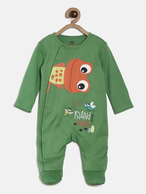 

MINI KLUB Boys Green Printed Sleepsuit