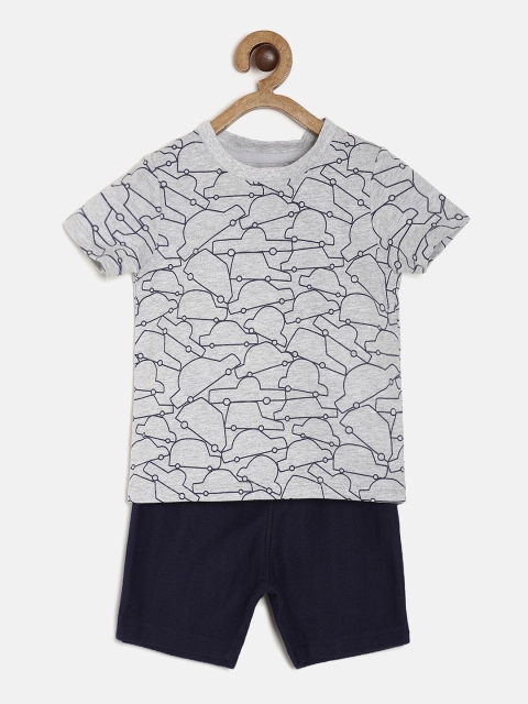 

MINI KLUB Boys Navy Blue & Grey Printed Clothing Set