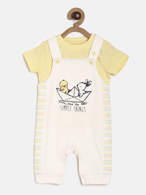 

MINI KLUB Boys Yellow & Beige T-shirt With Dungaree
