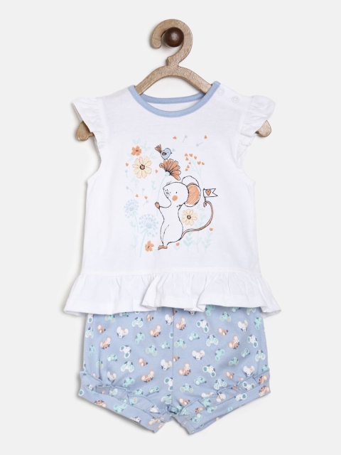 

MINI KLUB Girls White & Blue Top With Shorts