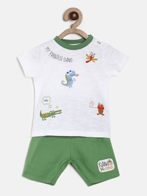 

MINI KLUB Boys Green & White T-shirt With Shorts