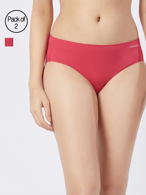 

Fruit of the Loom Pack of 2 Solid Hipster Briefs FBKP04, Red