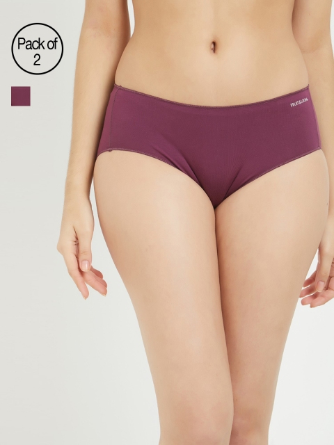 

Fruit of the Loom Pack of 2 Solid Hipster Briefs FHPP04, Burgundy