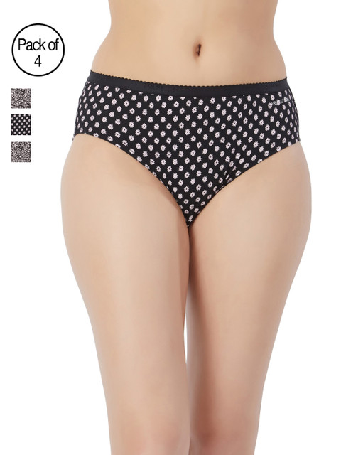 

Fruit of the Loom Pack of 4 Printed Hipster Briefs FHPP02, Black