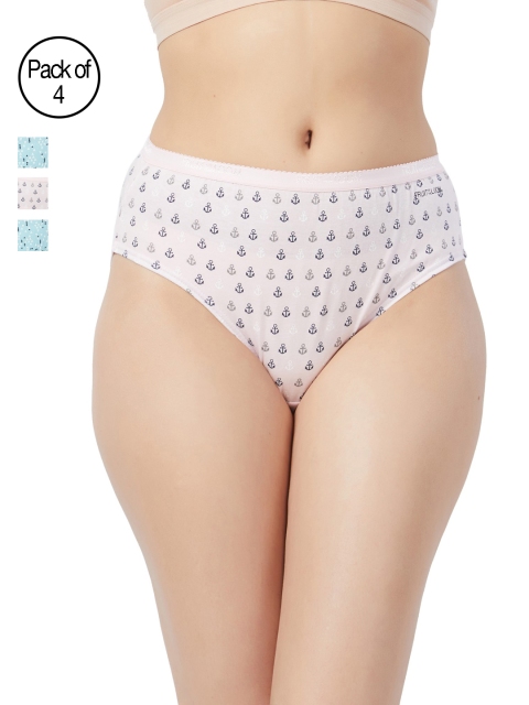 

Fruit of the Loom Pack of 4 Printed Hipster Briefs FHPP02, Pink