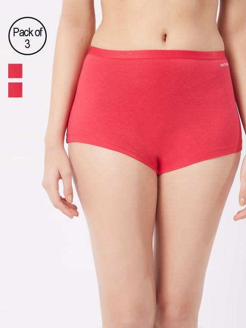 

Fruit of the Loom Pack of 3 Solid Boyshorts FBKP03, Red