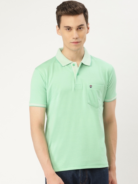 

Duke Men Green Solid Polo Collar T-shirt
